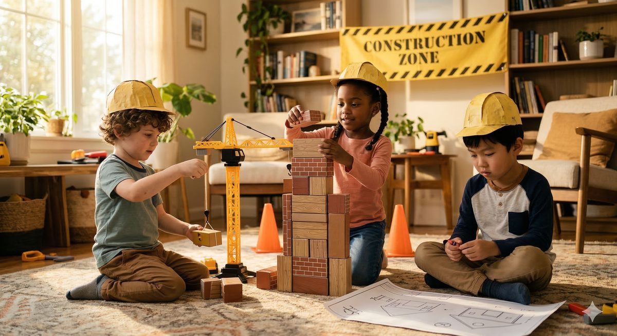 Kinder auf der Baustelle